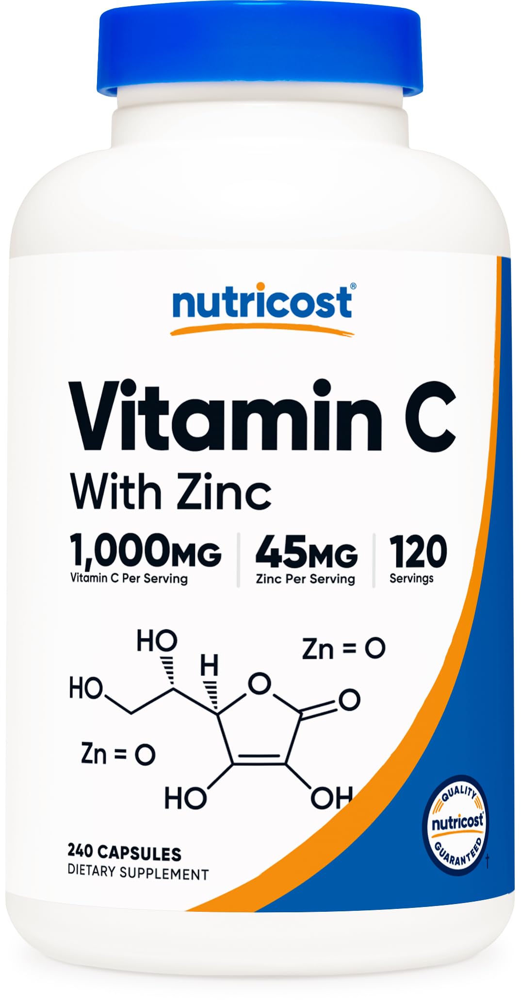 Nutricost 1000mg Vitamin C 45mg Zinc Supplement Capsules for Immunity, 120 Servings - Non-GMO, Gluten Free
| Nutricost