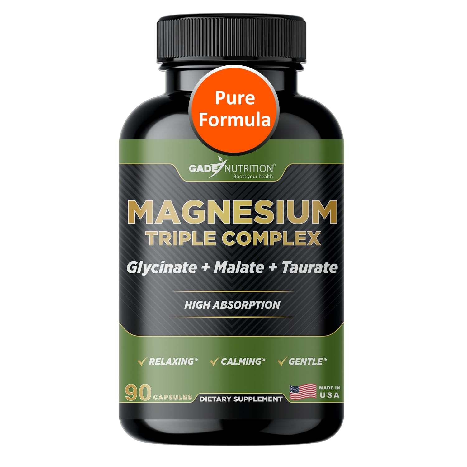 Gade Nutrition Triple Magnesium Complex | Pure Magnesium Supplement for Sleep and Calm, Veggie Capsules | Made in USA