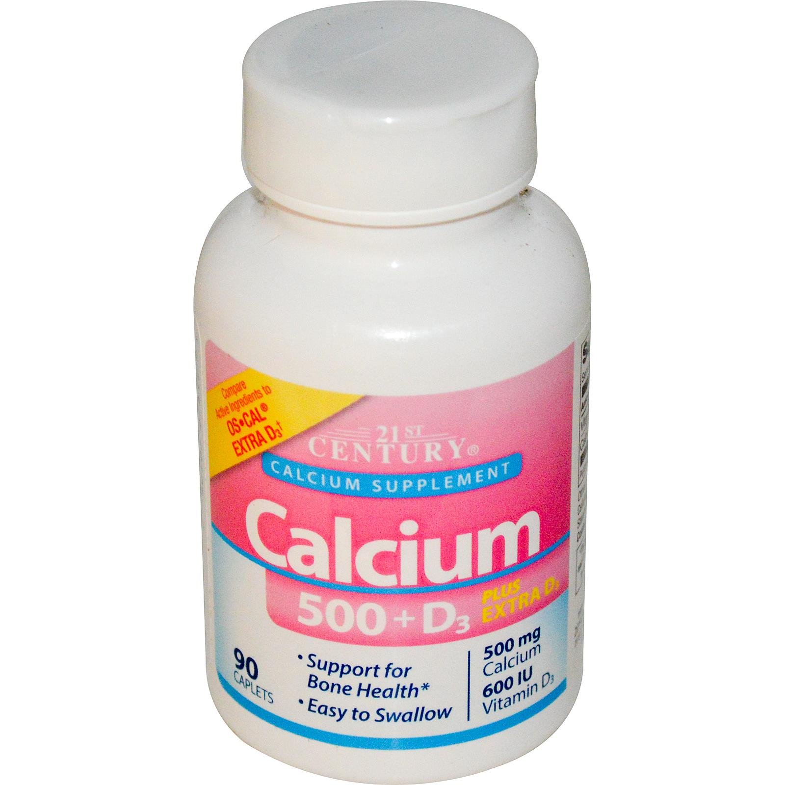 21st Century Calcium 500 + D3 15 mcg 600 IU for Adult Bone Health, Daily Supplement
| 21st Century Calcium 500 + D3 15