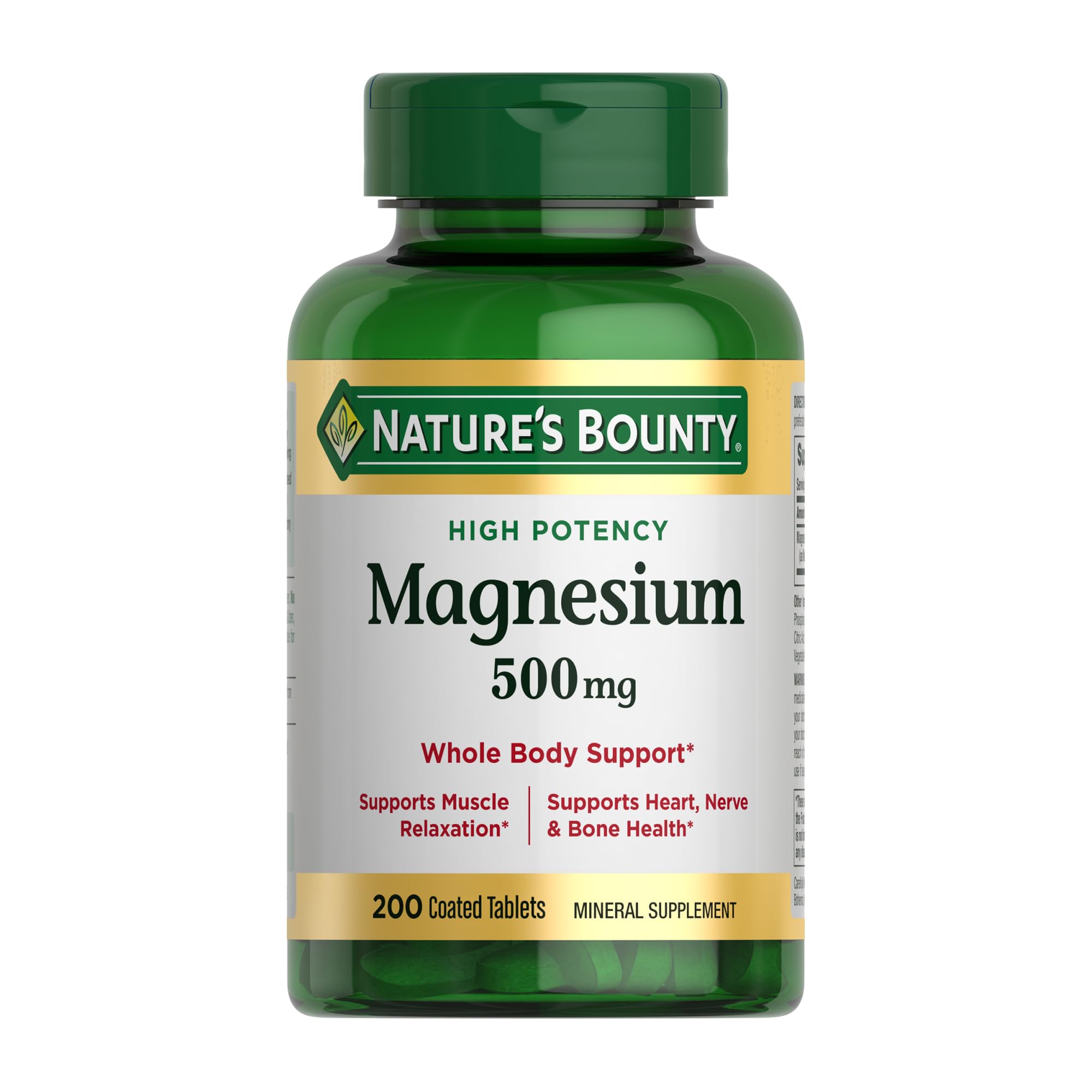 Nature's Bounty Magnesium Supplements 500 Mg Tablets for Bone & Muscle Health - Best for Adults, Everyday Use, Supports