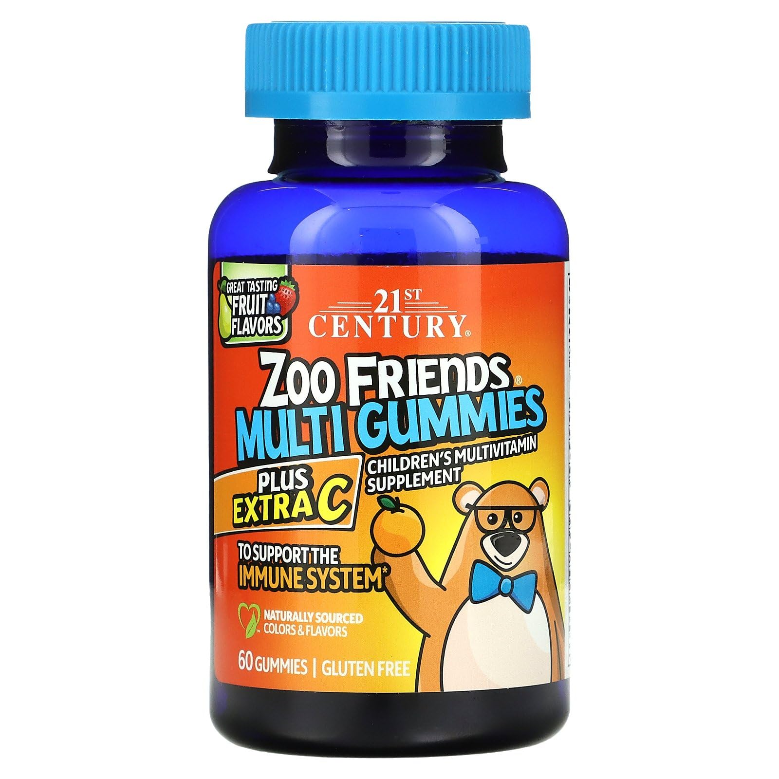 21st Century Zoo Friends Multi Gummies Plus Extra C Orange Flavors for Kids 60 Count Best Selling Multivitamins for Immu